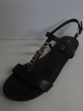 GUESS WOMEN'S lookon chain strap sandals - BLACK - US 7M